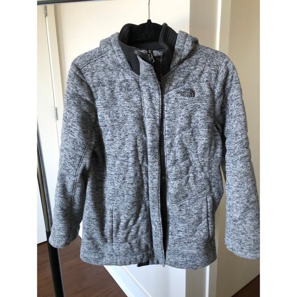 The North Face Girls Gray Down Coat w/ Hood - Size XL